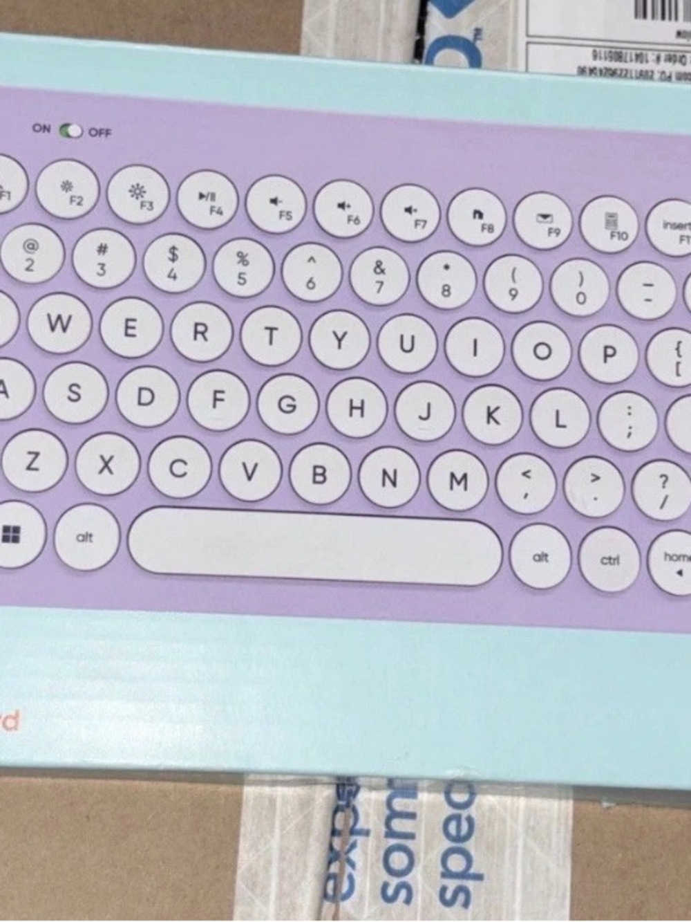 Round-Key Wireless Keyboard in Lavender & Mint